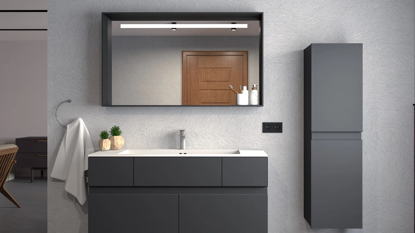 Dipolo banyo mobilyasının önden yerleşim görünümü